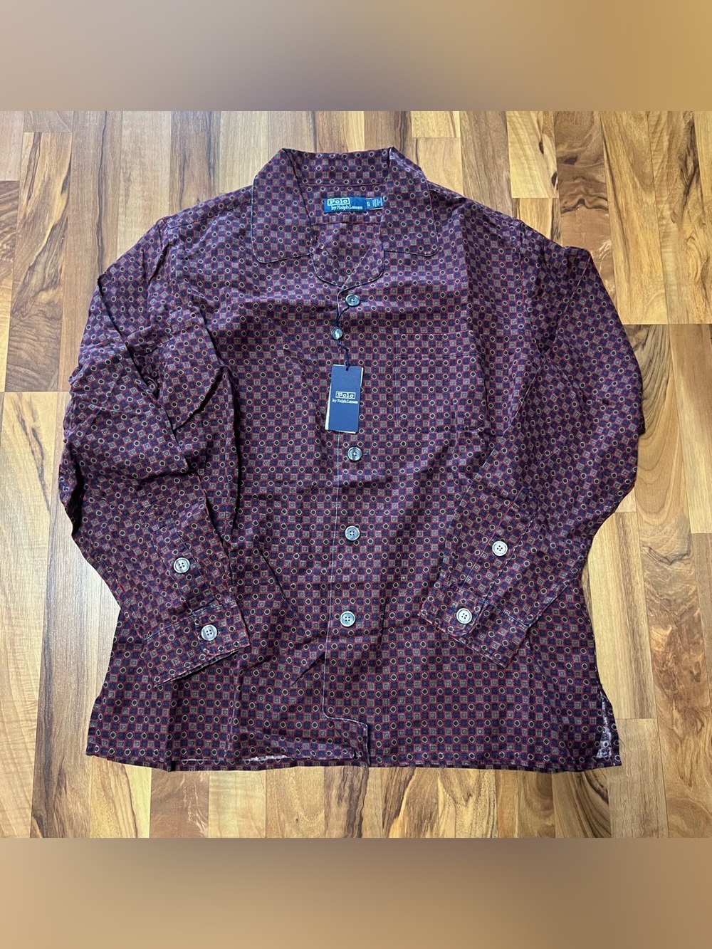 NWT Polo Ralph Lauren Men’s Burgundy Patterned Button Down Long Sleeve Size XL